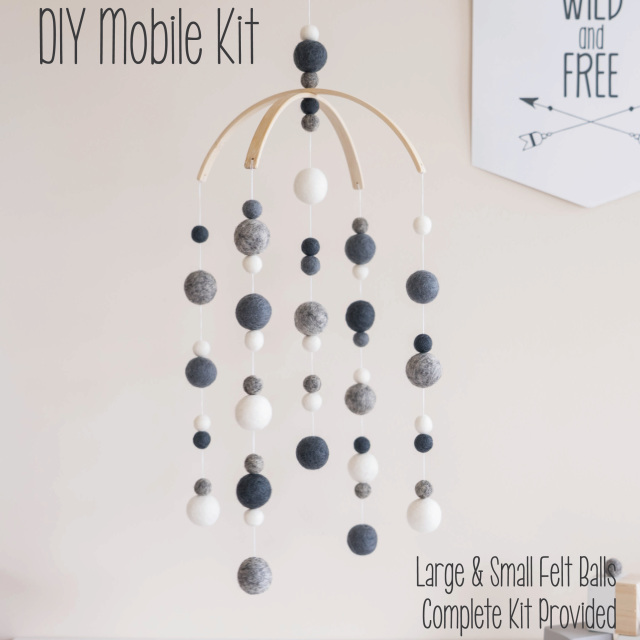 Diy Mobile Grey Monochrome - Diy Baby Mobile Kit Nz